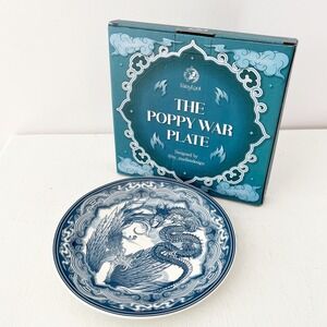 FairyLoot The Poppy War Plate Blue White Phoenix Dragon R.F. Kuang Ceramic Dish